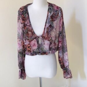 New! MISSGUIDED SIZE 12 floral leopard milkmaid top